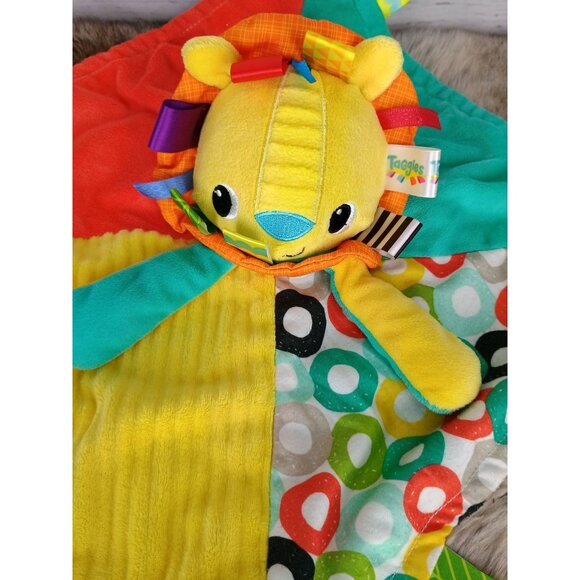 Bright Starts Cuddle Blankie Lion Taggies Lovey Security‎ Blanket 14 x 14 - Picture 5 of 7